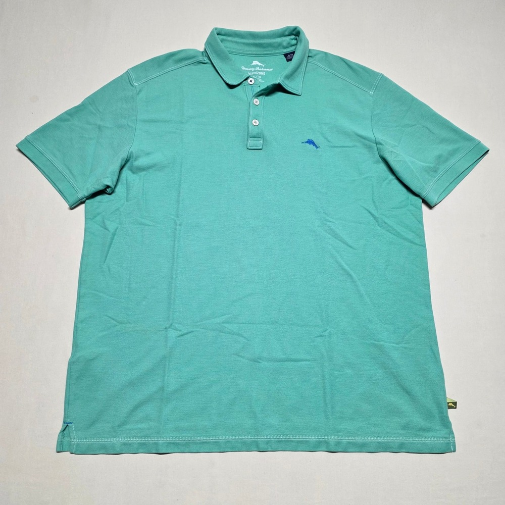 Tommy Bahama IslandZone Men XL Polo Shirt Green Pullover Short Sleeve Reg Fit